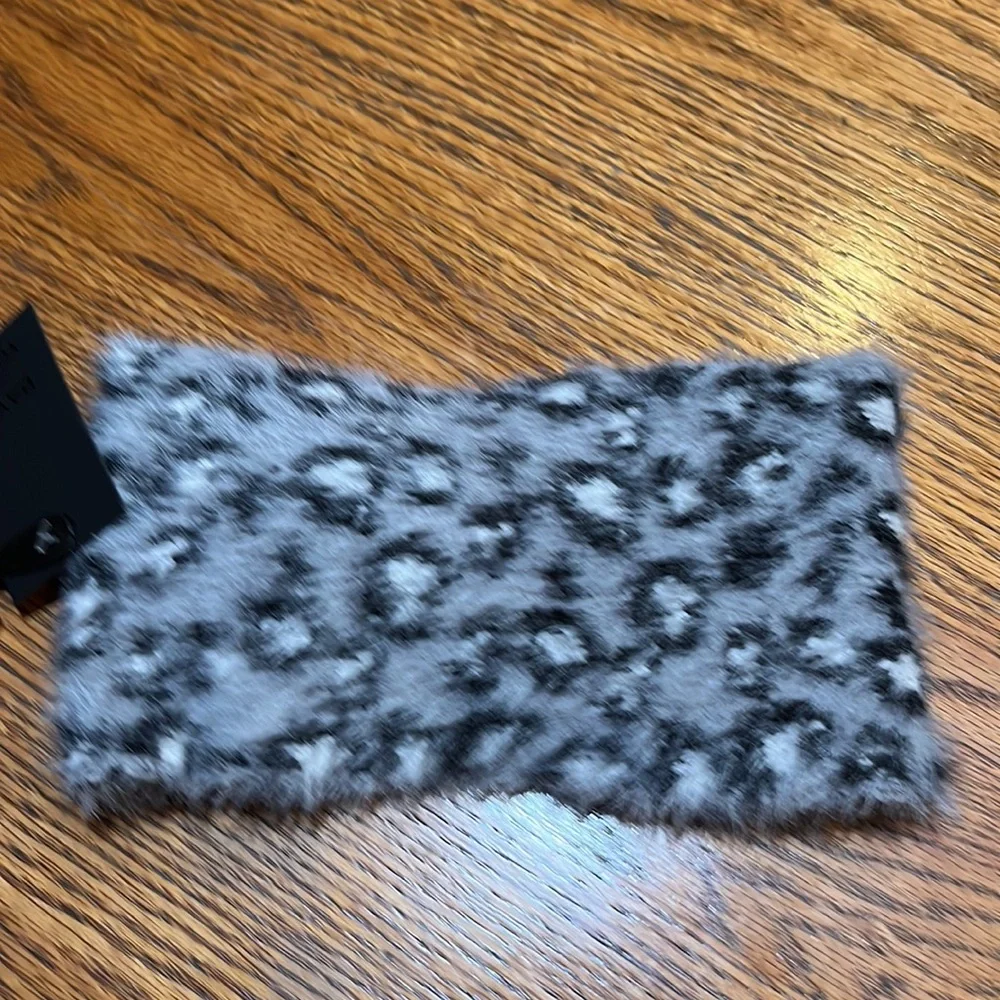 David and Young Gray and Black Faux Fur Knitted Headband